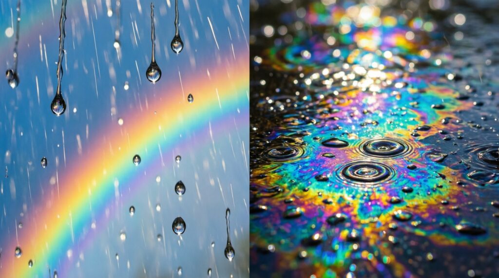 Увлекательная химия в природе: почему листья меняют цвет и откуда берется радуга в масляной пленке - иллюстрация