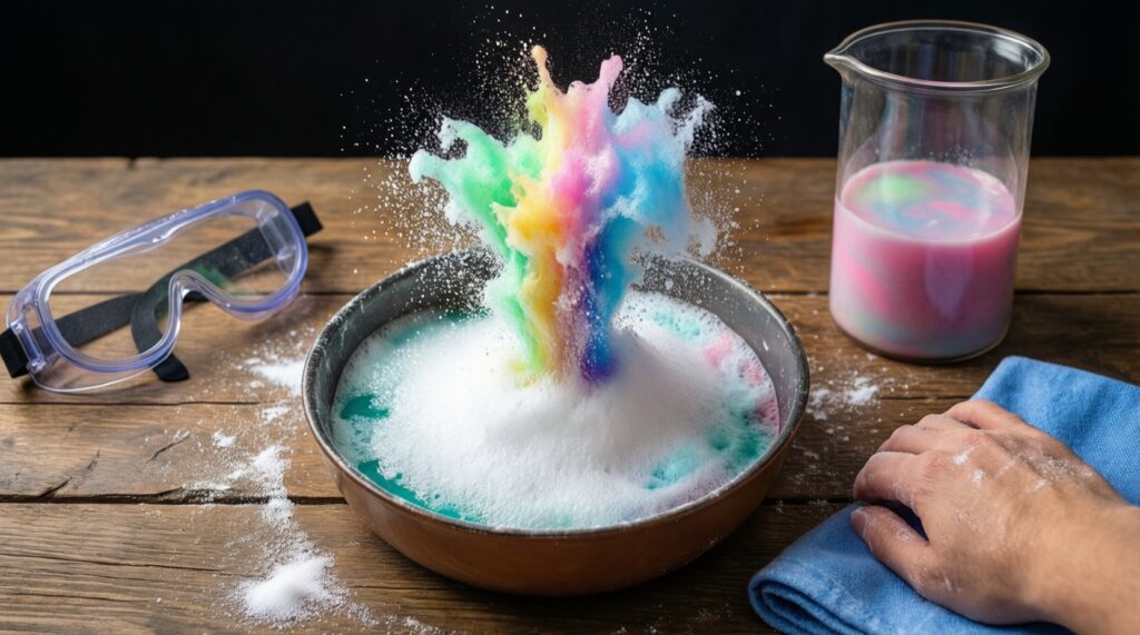 Интересные опыты дома: безопасные эксперименты с содой, уксусом и крахмалом - иллюстрация